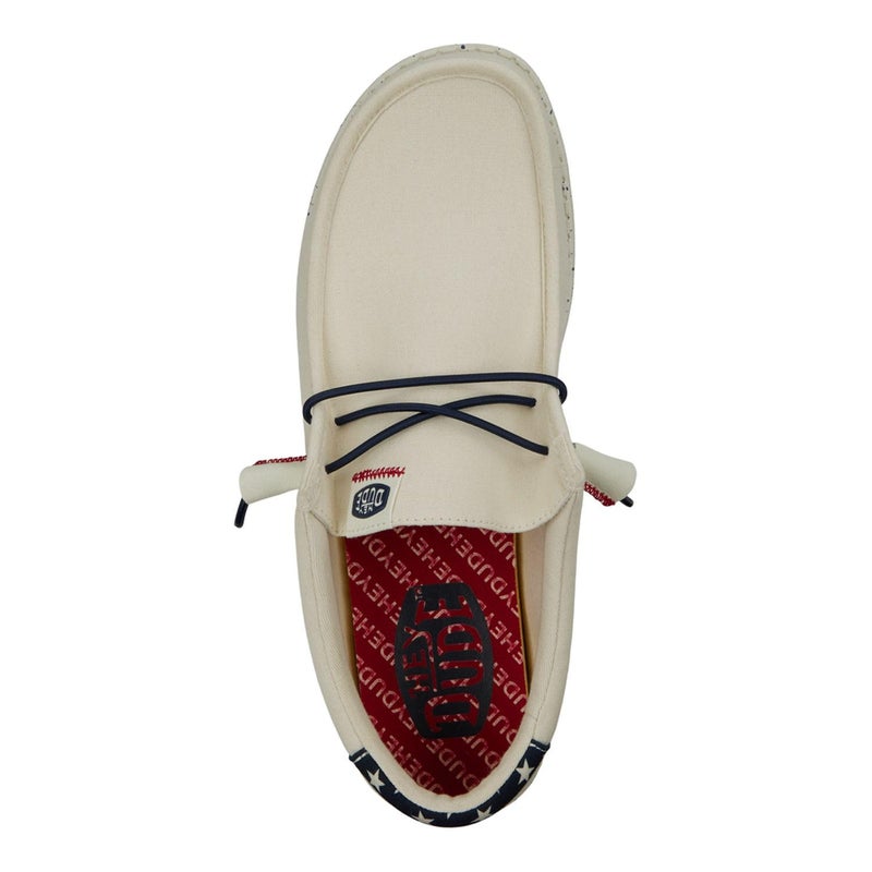 HEYDUDE Wally Patriotic, Mens Shoes, Slip-on Loafers, Comfortable & Light-Weight Off-White - Image 2