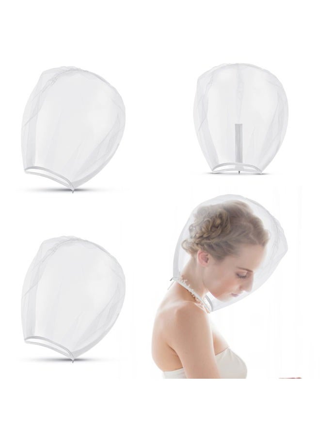 Flutesan 3 Pieces Makeup Protector Hood Nylon Chiffon Makeup Hood Zipper Closure Face Cover for Women Beauty Weddings(White) - Image 1
