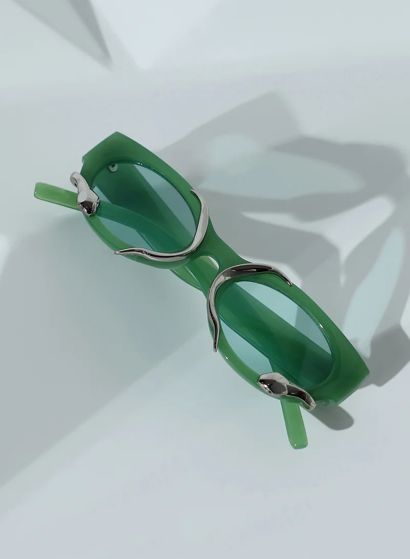 صوص هاوت نظارة شمسية هاوت صوص للنساء - سيربنت بيضاوي - مقاس واحد - إطار بولي كربونات أخضر مينت - عدسة مستقطبة أخضر نعناعي