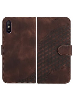 HuHa Case Cover For Xiaomi Redmi 9A/9AT/9i YX0060 Elephant Head Embossed Phone Leather Case with Lanyard Coffee 