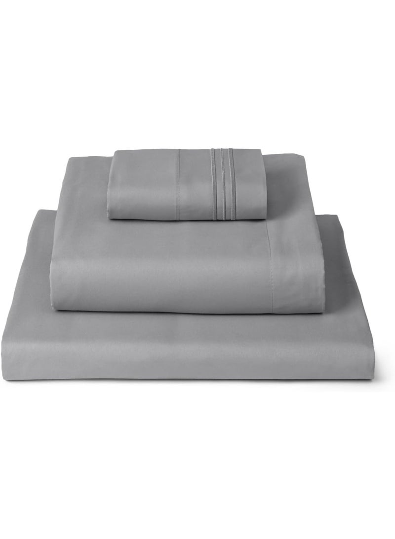 Mellanni Twin Sheets Set - 3 PC Iconic Collection Bedding - Hotel Luxury, Extra Soft, Cooling Bed Sheets - Wrinkle, Fade, Stain Resistant (Twin, Light Gray) - Image 1