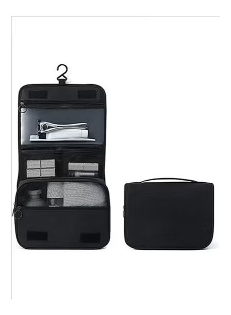 حقيبة غسيل، منظم مكياج، منظم مكياج، منظم مكياج رطب وجاف للسفر، حقيبة غسيل محمولة باليد، حقيبة غسيل كبيرة، حقيبة غسيل معلقة، أسود - Image 5