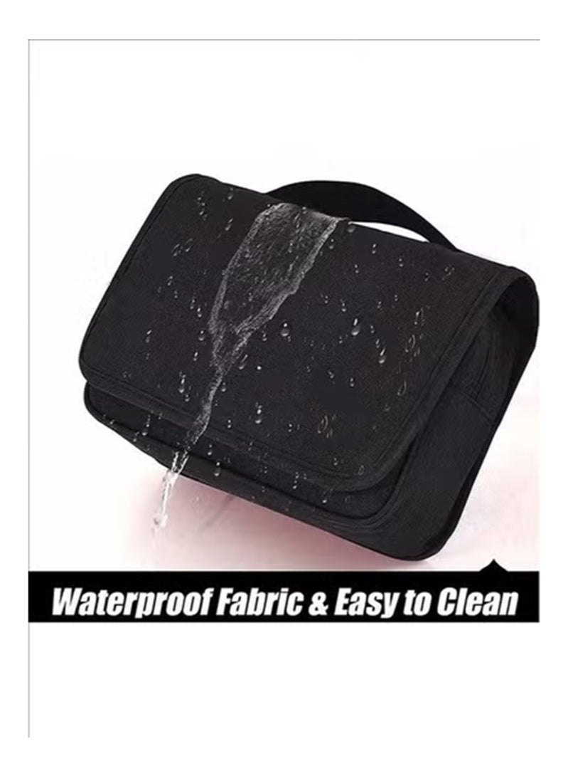 حقيبة غسيل، منظم مكياج، منظم مكياج، منظم مكياج رطب وجاف للسفر، حقيبة غسيل محمولة باليد، حقيبة غسيل كبيرة، حقيبة غسيل معلقة، أسود - Image 4