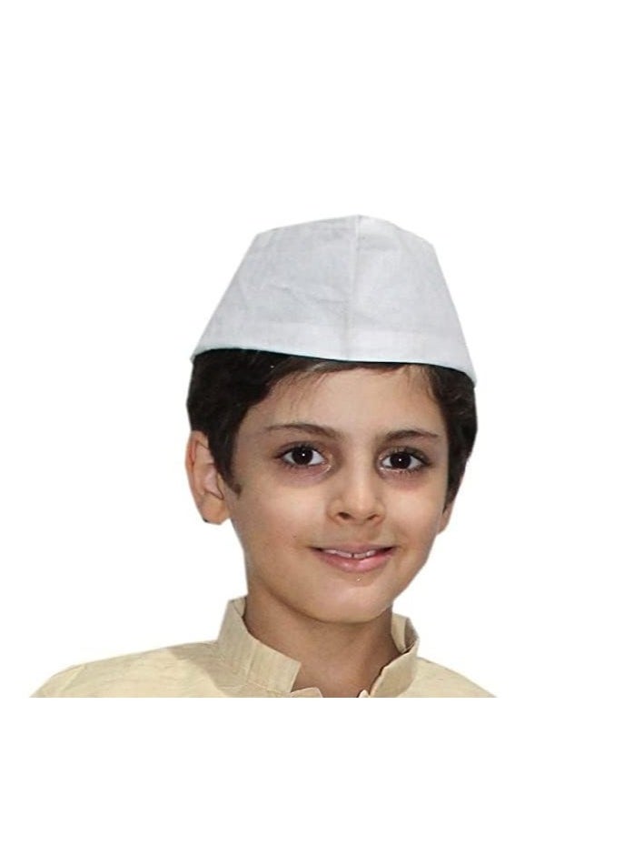 Kaku Fancy Dresses Kaku Fancy Dresses Polyester Nehru Cap White For Boys & Girls Independence Day/Republic Day Nehruji Cap (Pack Of 1)  - Image 1