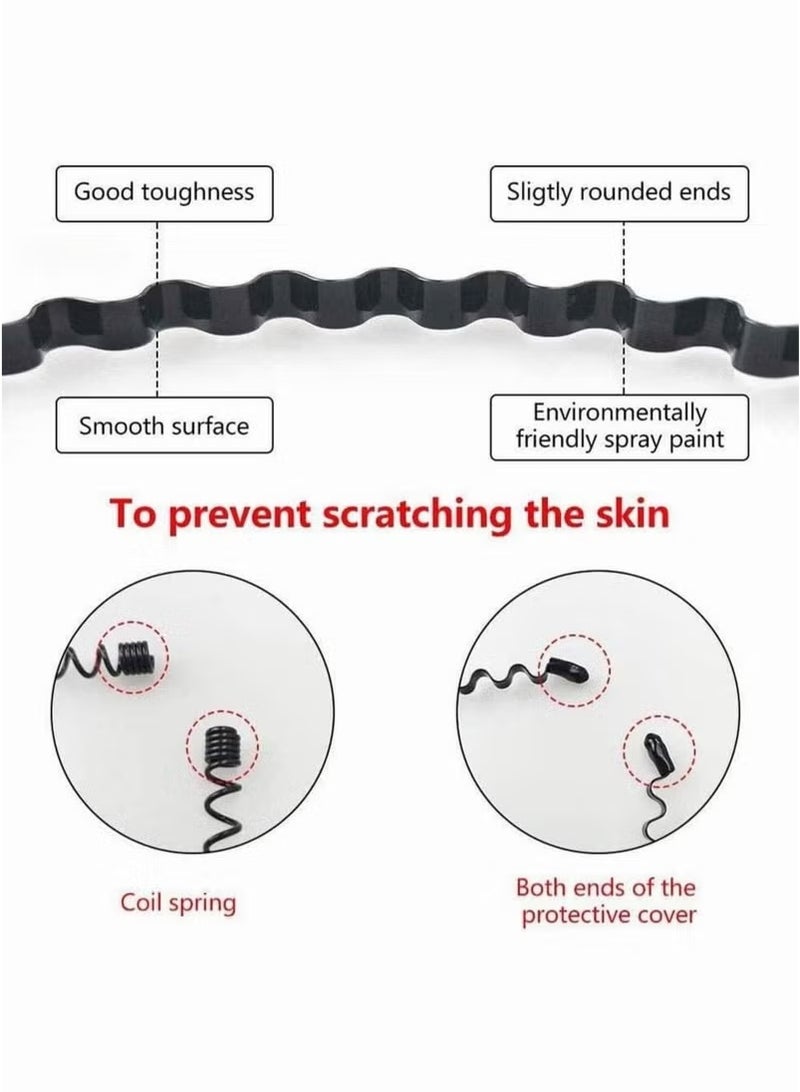 Hikma Beauty 8 PCS Metal Spring Wavy Hairband Hair Hoop Men Women's Metal Hair Bands Black - Image 4