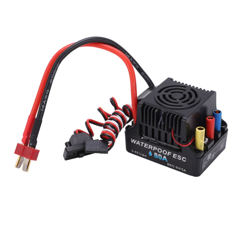 RC Car Brushless ESC 80A T Plug Waterproof 6V 5A SBEC Multiple Protection 1/8 RC Car Brushless ESC for 1/8 RC - Image 1