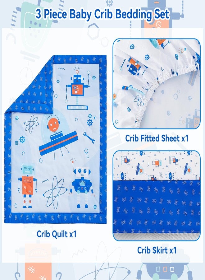 Viviland 3 Pieces Baby Bedding Set for Boy Girls, Baby Bedding Set for Newborn, Infant & Toddler - Robot - Image 2