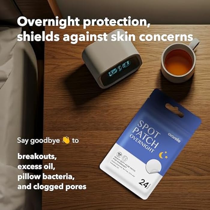 AVARELLE Spot Pimple Patches for Face | Good Night Acne Cover | Hydrocolloid with Tea Tree Oil | Acne Spot Treatment (12-14 mm, 24 ct) - Image 3