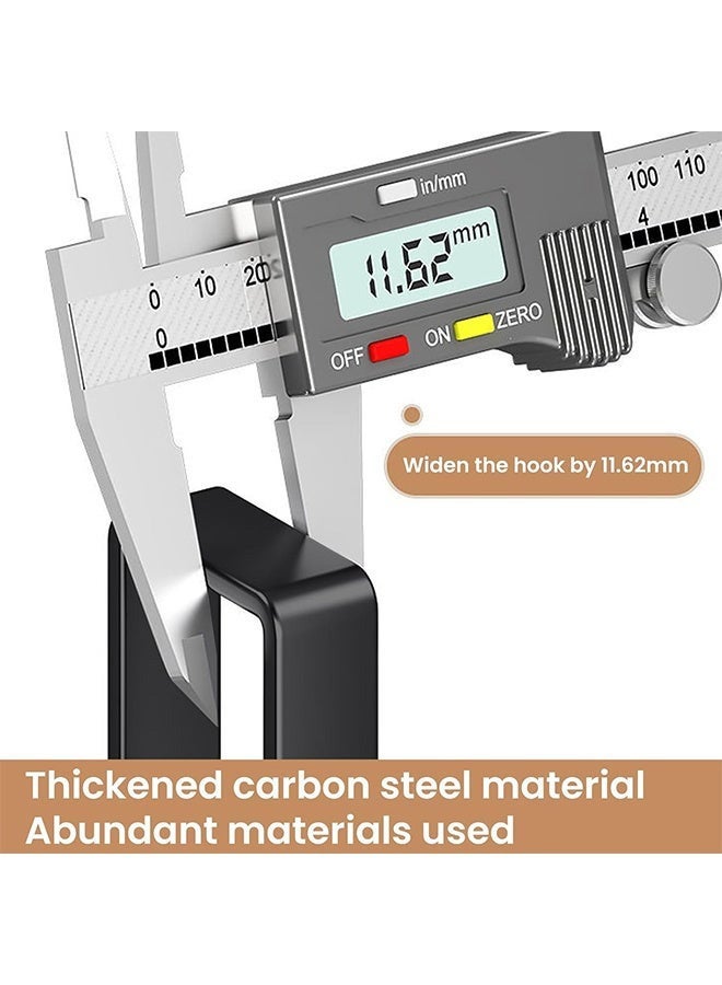 2 قطعة من حاملات الخطافات المصنوعة من الفولاذ الكربوني لتعليقها على الباب 3 خطافات حاملات مناشف لتعليقها على الباب للأزواج لوضع المناشف والمآزر والأكياس القماشية في المطبخ والحمام وغرفة النوم وخزانة الملابس خزانة معدنية مصقولة بالرمل تناسب الأبواب ذات السماكة من 1.18 إلى1.61 بوصة باللون الأسود - Image 5