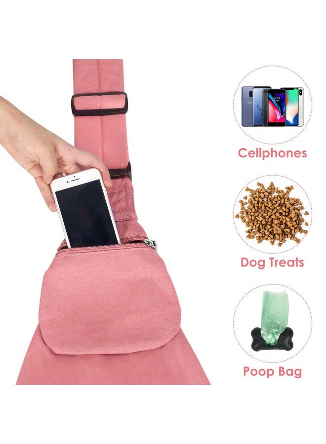 AutoWT AUTOWT Dog Padded Papoose Sling, Small Pet Sling Carrier Hands Free Carry Adjustable Shoulder Strap Reversible Tote Bag with a Pocket Safety Belt Dog Cat Traveling Subway (5-12lbs, Pink) - Image 4