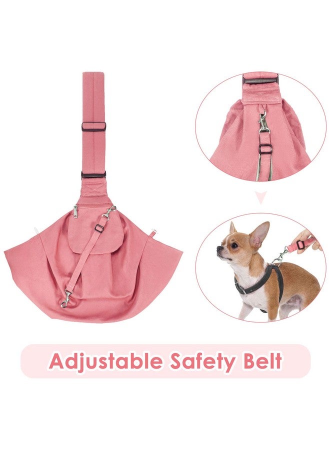 AutoWT AUTOWT Dog Padded Papoose Sling, Small Pet Sling Carrier Hands Free Carry Adjustable Shoulder Strap Reversible Tote Bag with a Pocket Safety Belt Dog Cat Traveling Subway (5-12lbs, Pink) - Image 3