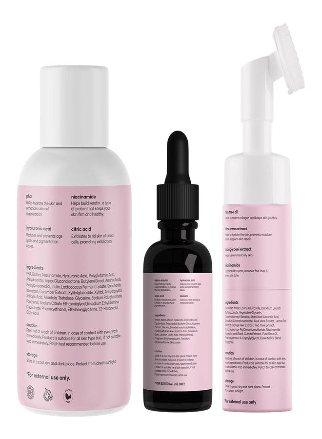 Saturn by GHC: Complete Skincare Combo - Alpha Arbutin Face Serum (30ml), Face Toner (150ml) 2% Salcylic acid, and Foaming Face Wash (120ml) - Pack of 3 - Image 2