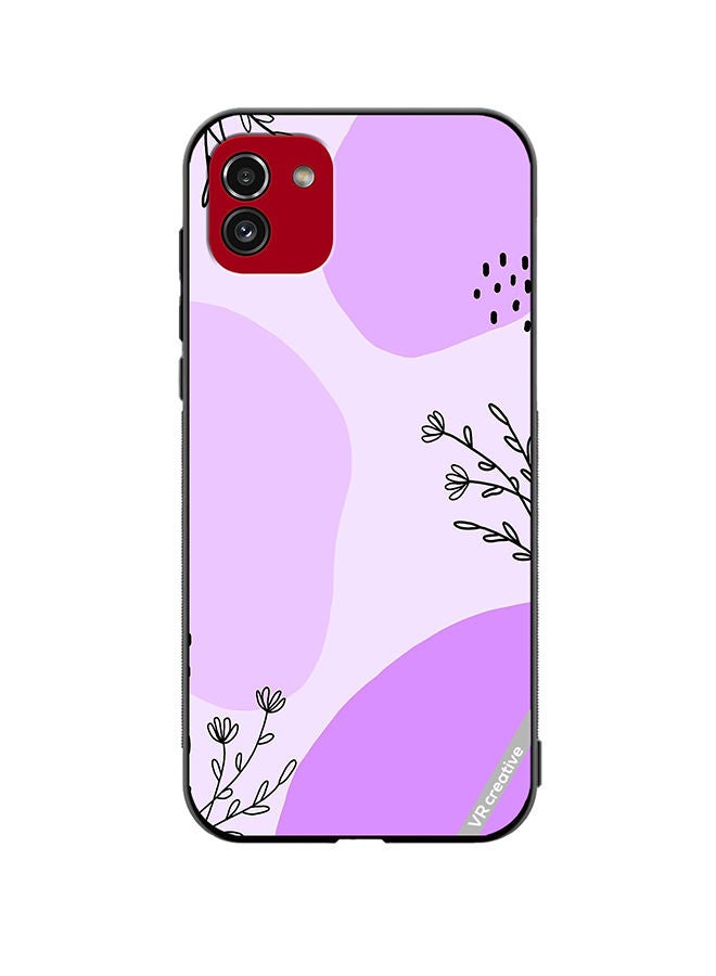 VR CREATIVE Protective Case Cover For Samsung Galaxy A03 Purple Flower Design Multicolour - Image 1