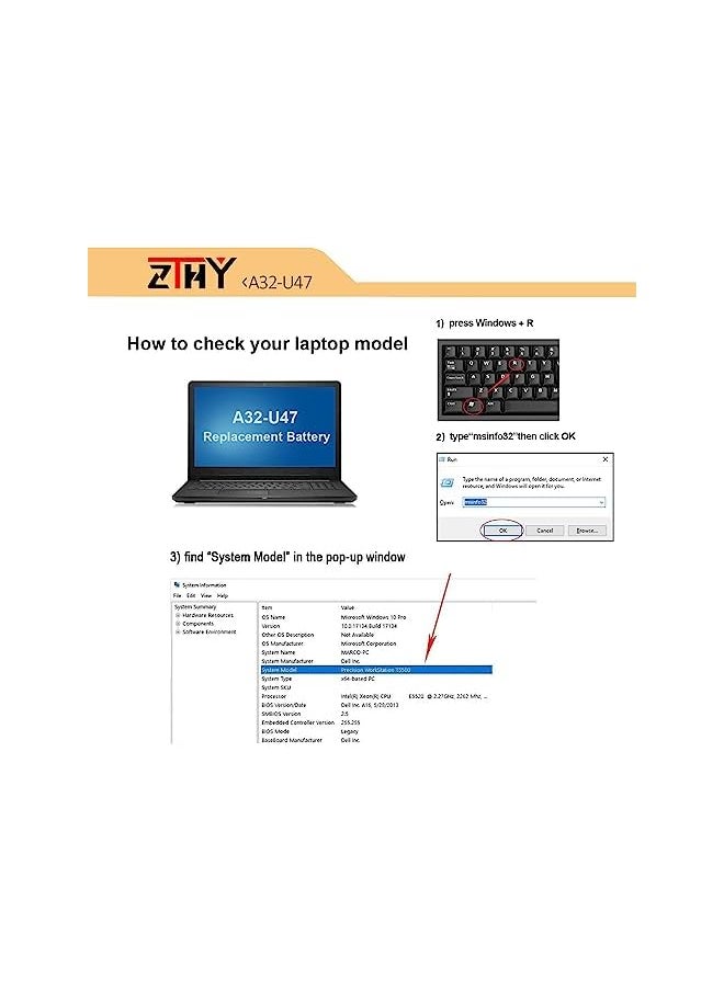 ZTHY - 56Wh A32-U47 Laptop Battery For Asus U47 U47A U47C U47V U47Vc Q400 Q400A Q400C Q400V Q400Vc R404 R404A R404C R404V R404Vc U47A-Bgr4 U47A-Rgr6 U47A-Rhi7N15 Q400A-Bhi7N03 A41-U47 A42-U47 - Image 1