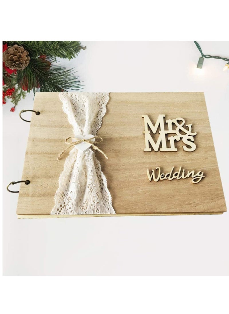 Wedding Guest Book 30 Pages Retro Wooden Diy Sign - Blank NO Lines-In Message Guestbook Gift For Engagement Birthday Ceremony  - Image 2