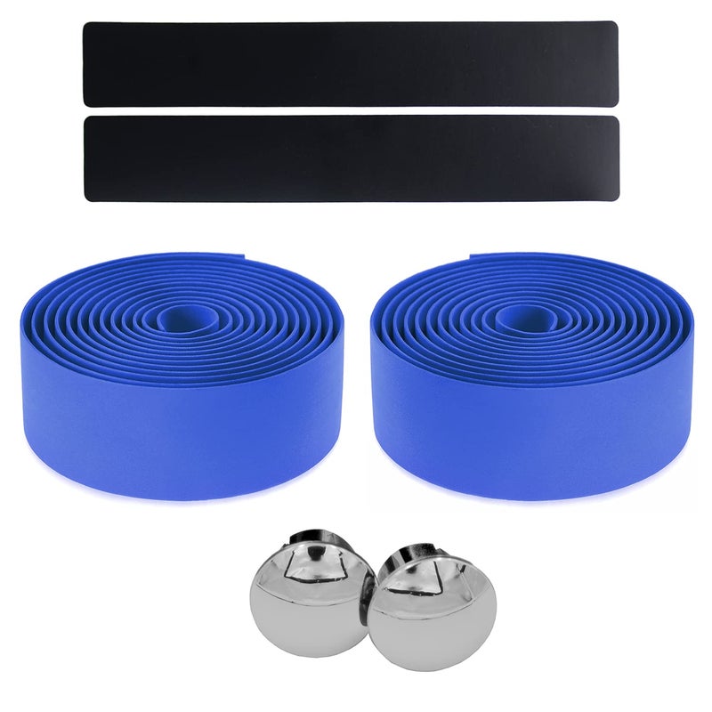 KINGOU EVA Blue Road Bike Handlebar Tape Wraps with Bar Plugs - 2PCS Per Set - Image 3