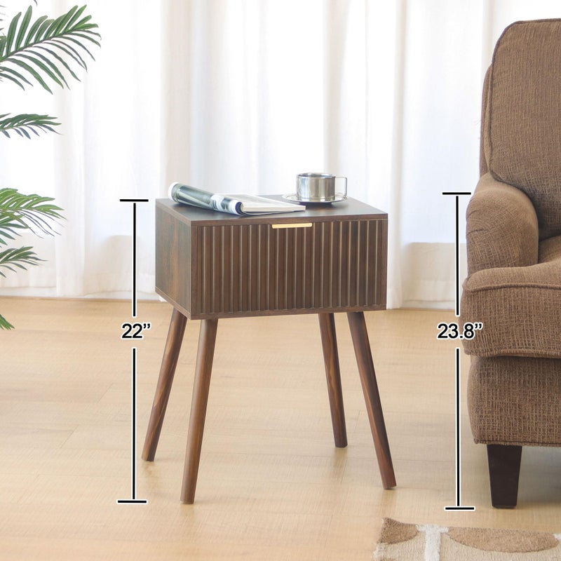 AWASEN Mid Century Modern Nightstand, Small End Tables Living Room, Accent Bedside Table with Drawer for Bedroom and Small Space, Rustic Brown - Image 2