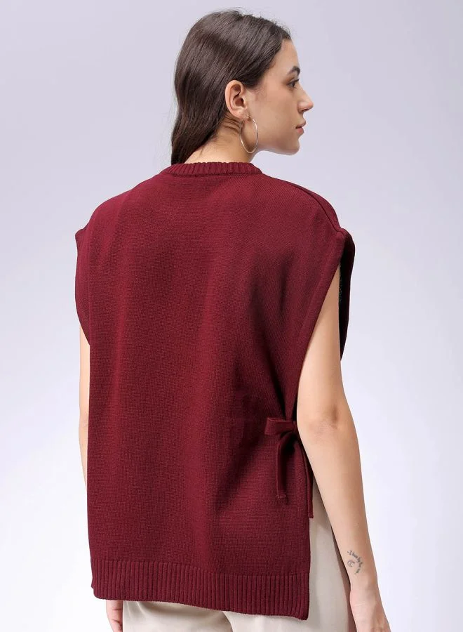 Freehand Women Loose Fit Solid Sweater Vest