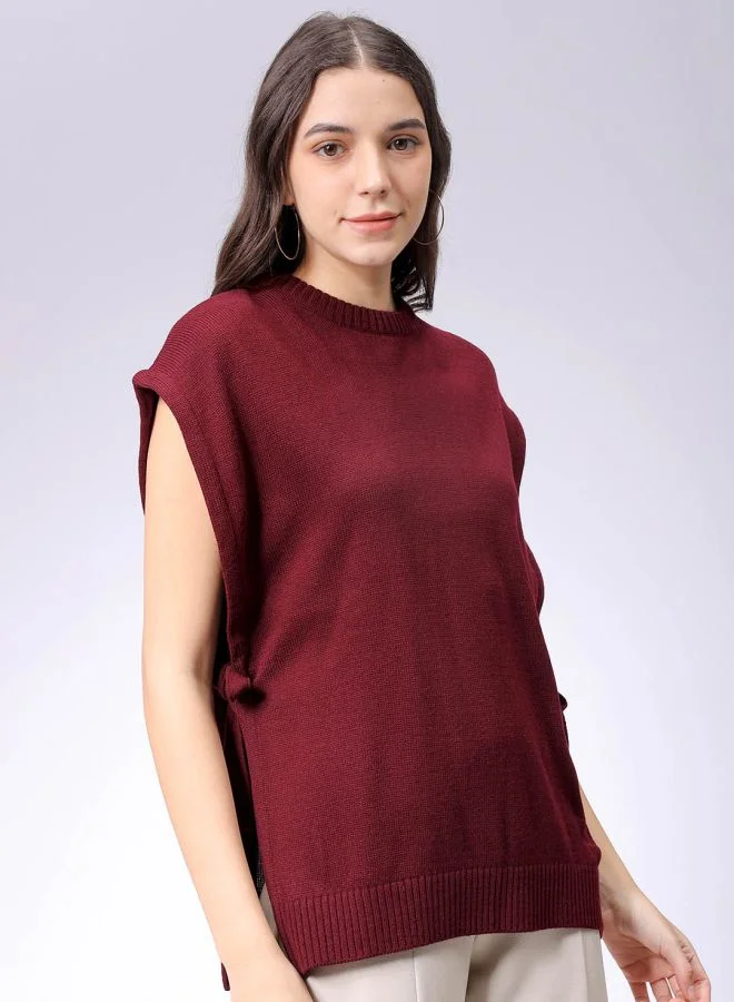 Freehand Women Loose Fit Solid Sweater Vest