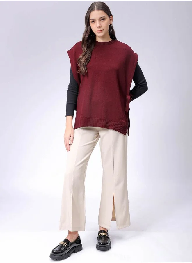 Freehand Women Loose Fit Solid Sweater Vest