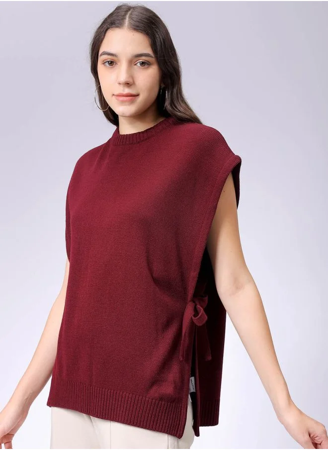 Freehand Women Loose Fit Solid Sweater Vest