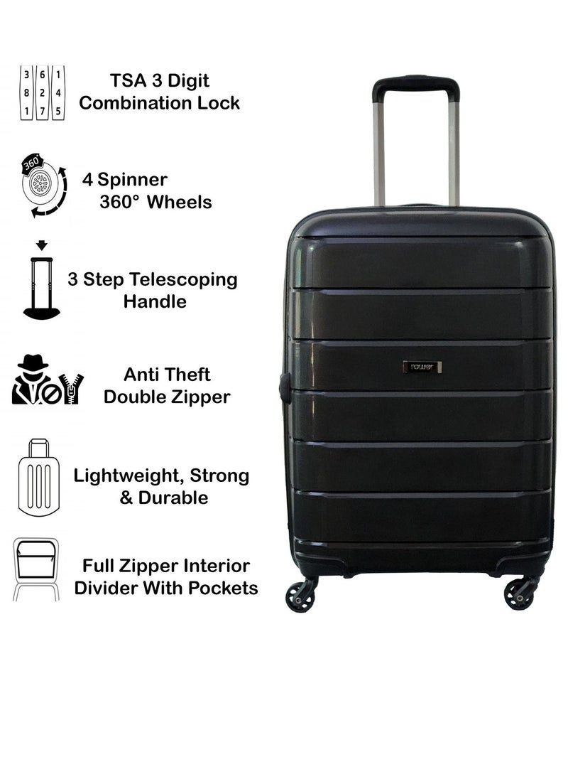 ROWER - Luggage Set – Travelling Hard Shell  Expandable Suitcase With Spinner Wheels & TSA 3 Digit Number Lock-Set of 4 Trolley Bags  (20/24/28/14 Inches) - Image 1