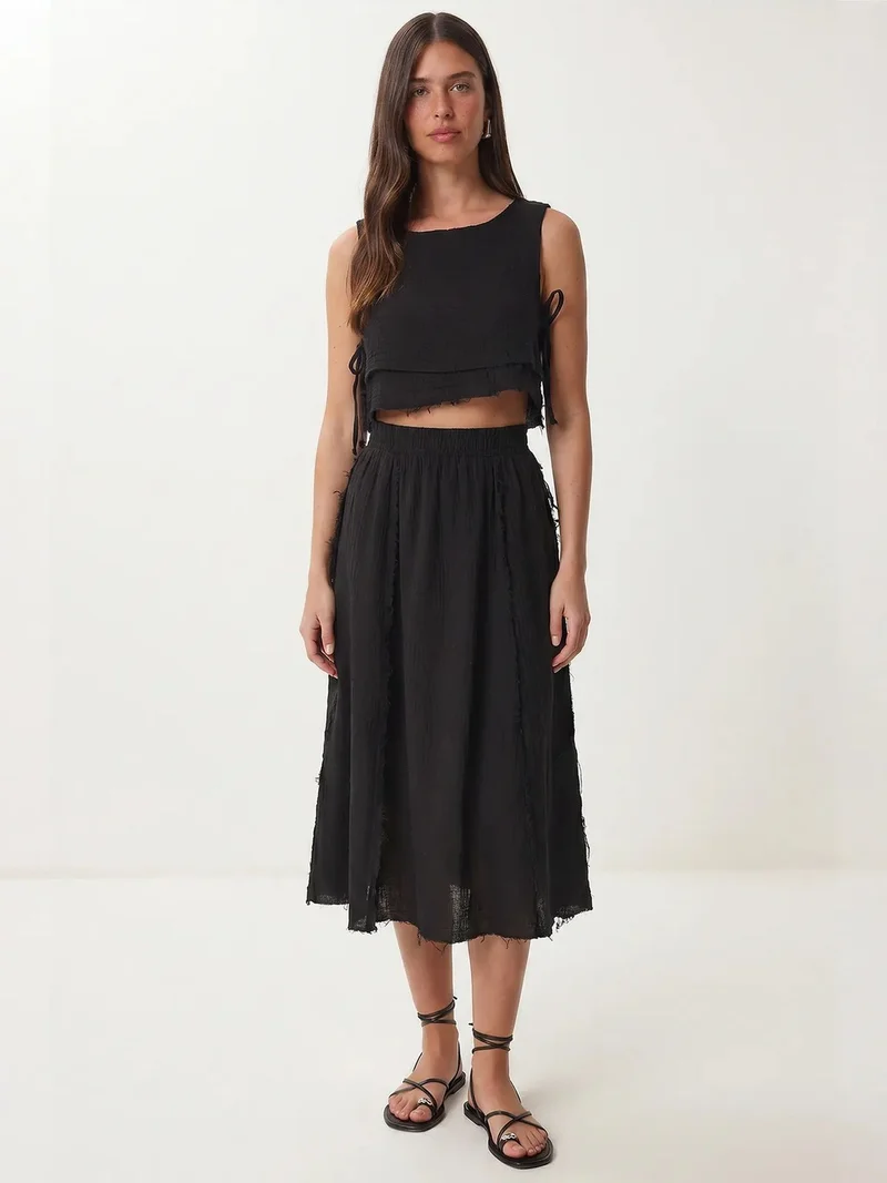 السعادة في إسطنبول ISTANBUL Cotton Sleeveless Blouse And Midi Skirt Set