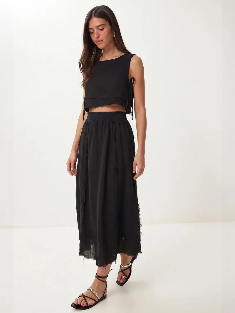 السعادة في إسطنبول ISTANBUL Cotton Sleeveless Blouse And Midi Skirt Set