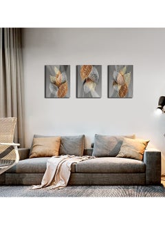 MIXDE 3-Piece Framed Canvas Wall Arts,Abstract Leaves Pattern Canvas Wall Art For Living Room,Modern Office Wall Pictures Bathroom Home Decorations,30x40cm  - Image 3