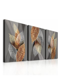 MIXDE 3-Piece Framed Canvas Wall Arts,Abstract Leaves Pattern Canvas Wall Art For Living Room,Modern Office Wall Pictures Bathroom Home Decorations,30x40cm  - Image 5