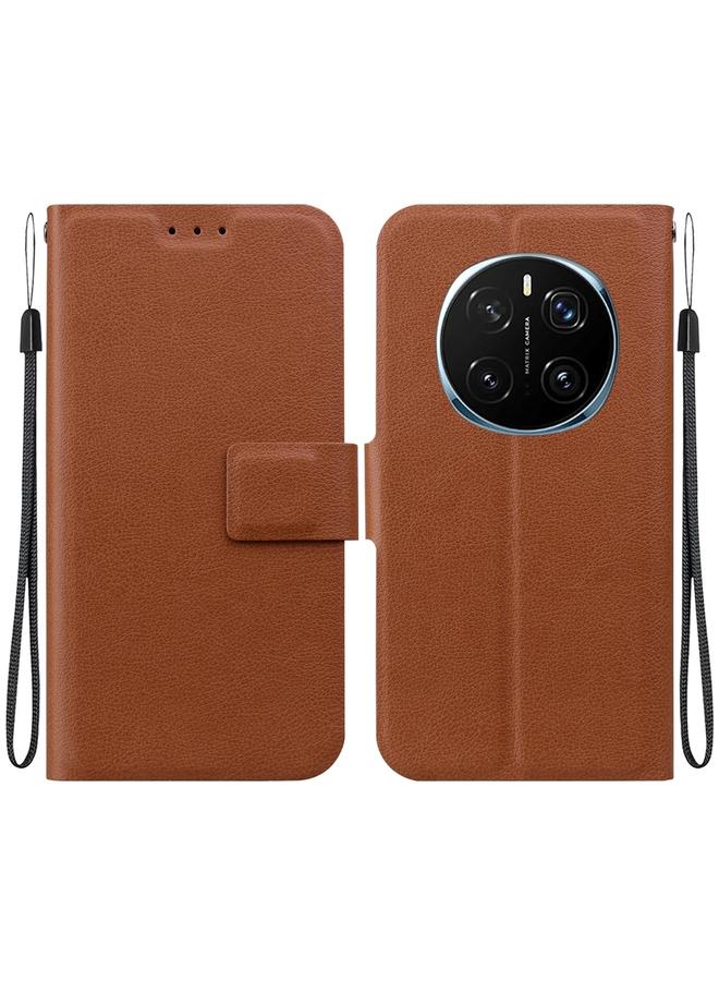 Zaboon For Honor Magic7 Pro Ultra-thin Voltage Magnetic Buckle Leather Phone Case(Brown)