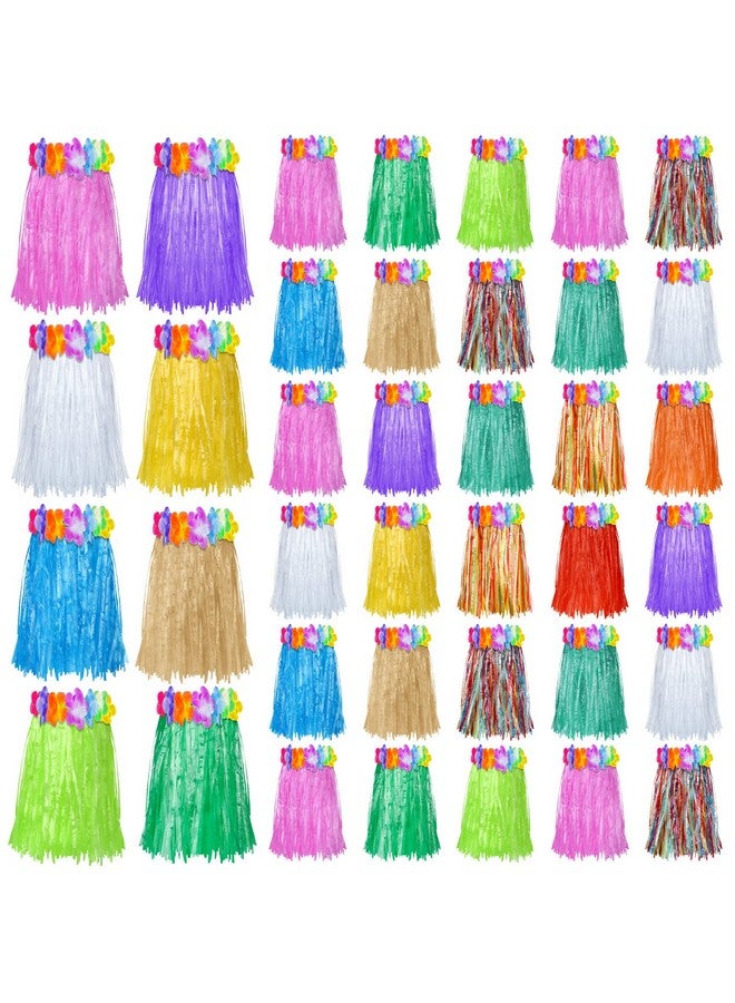 Vicenpal 50 Pieces Hawaiian Luau Hula Skirts Party Plastic Grass Skirts Colorful Dance Luau Skirts Tropical Hawaiian Party Luau Party Favor Supplies Summer Beach Vacation Costume For Women Kids Party Favors - Image 1