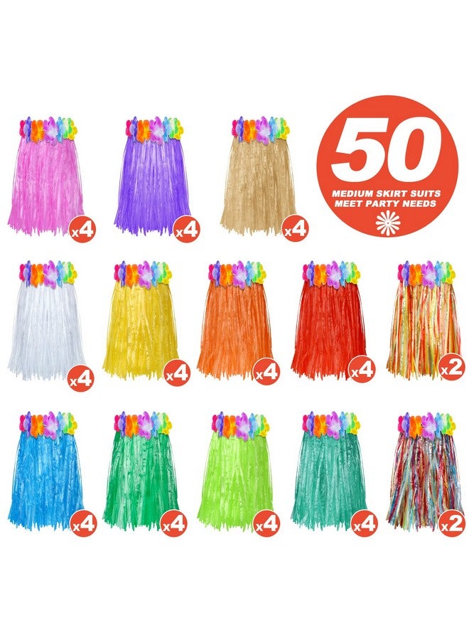 Vicenpal 50 Pieces Hawaiian Luau Hula Skirts Party Plastic Grass Skirts Colorful Dance Luau Skirts Tropical Hawaiian Party Luau Party Favor Supplies Summer Beach Vacation Costume For Women Kids Party Favors - Image 3
