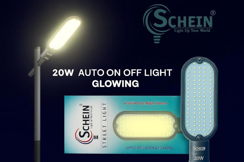 Shein مصباح الشارع LED SHSL-20W | 20W | تشغيل/إيقاف تلقائي عند الغسق حتى الفجر | كهرباء سلكية | مقاوم للماء والغبار IP65 | هيكل بولي كربونات | معتمد من BIS R-97001945 | مصباح شارع خارجي | 1 قطعة - Image 3