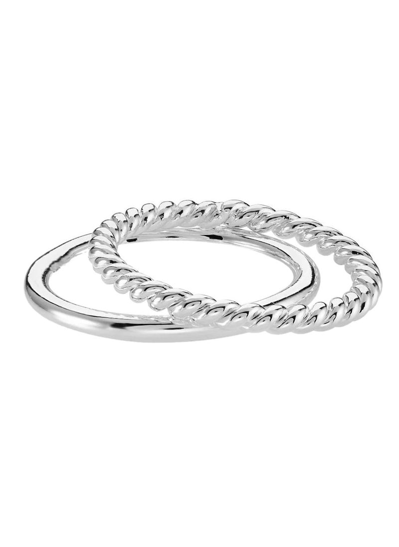 BUCKLEY LONDON Freya Braided Ring Duo Silver  - Image 1