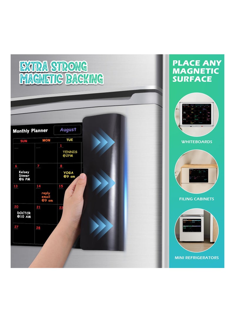 SYOSI Magnetic Chalkboard Calendar, (3-Pack) Refrigerator Planning Board Chore Chart Monthly Planning Board and Dayily List Refrigerator Chalk Board Liquid Marker Board for Multiple Kids Teens Adults Family  - Image 2