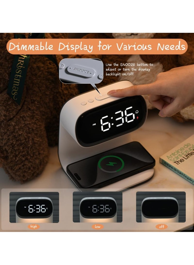 general Wireless Charging Alarm Clock with Dimmable Night Light, Sleep-Aid Function, 10W Fast Charging Modern Bedside Clock for Bedrooms, Children, Teens, Adults Gift for Men and Women - Image 3