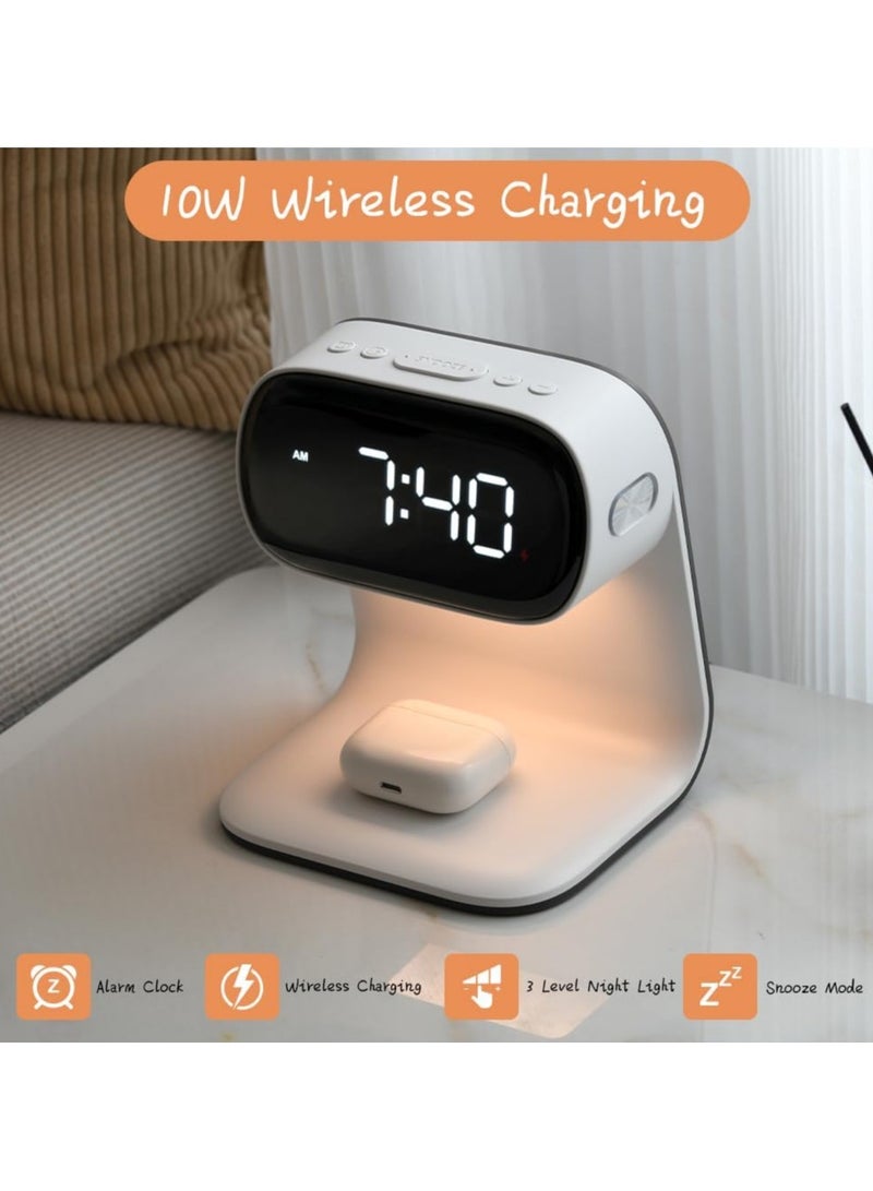 general Wireless Charging Alarm Clock with Dimmable Night Light, Sleep-Aid Function, 10W Fast Charging Modern Bedside Clock for Bedrooms, Children, Teens, Adults Gift for Men and Women - Image 2