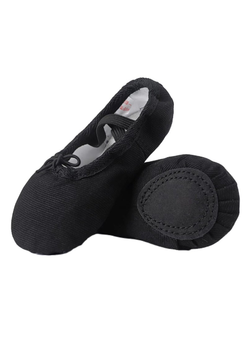 Children's Lace Up Dance Shoes Soft Soled Ballet Shoes Canvas Toe Caps