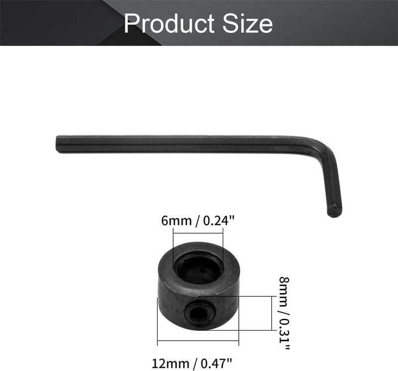 Utoolmart 6mm Bore Drill Stop, Drill Bit Depth Holder, Set Screw Style, Black Oxide Carbon Steel 2Pcs - Image 2