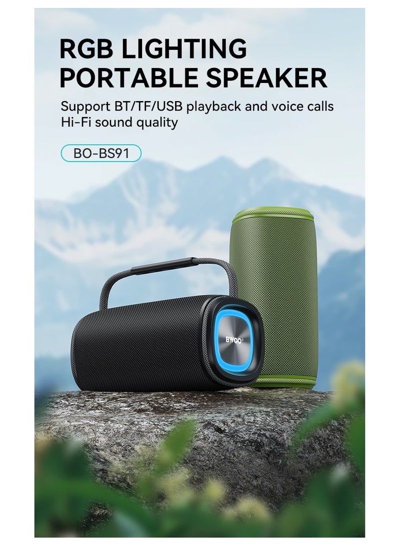 BWOO Dual Bass Wireless Speaker Green - Image 2