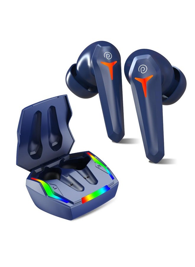 PTron - pTron Bassbuds Turbo TWS in Ear Earbuds with 40Ms Hyper Gaming Low Latency,3D Audioscape,Trutalk Ai-Enc Calls,Thunder Bass,45Hrs Playtime,Ultra Hd Mic,Bt 5.3,Type-C Fast Charging&Ipx5(Bold Blue) - Image 1