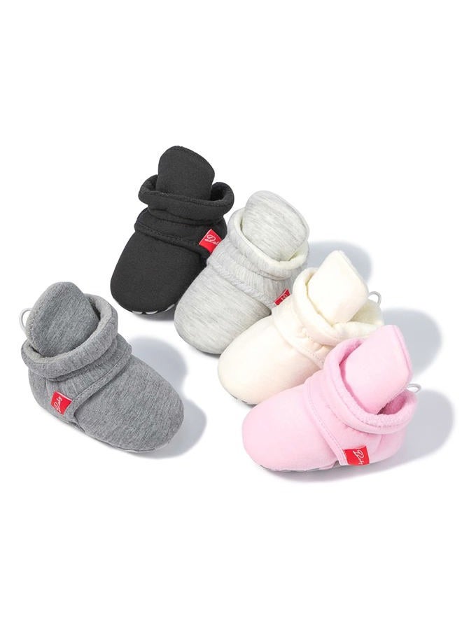 Babelvit Newborn Baby Boy Girl Soft Fleece Booties Stay On Infant Slippers Socks Shoe Non Skid Gripper Toddler First Walkers Winter Ankle Crib Shoes, 01aa Navy Grey, 12-18 Months - Image 3