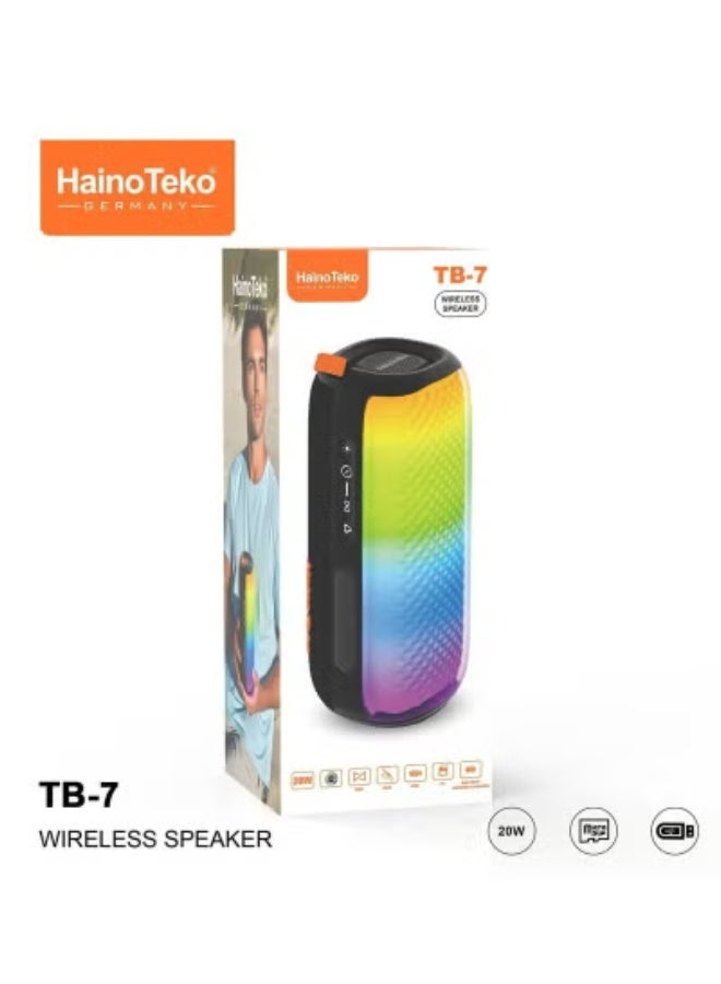Haino Teko TB-7 Wireless Portable Bluetooth Speaker | Compact Speaker with Powerful Stereo Sound, Deep Bass, Long Battery Life, Built-in Mic – Ideal for Music, Parties, Travel & Outdoor Use - Image 2