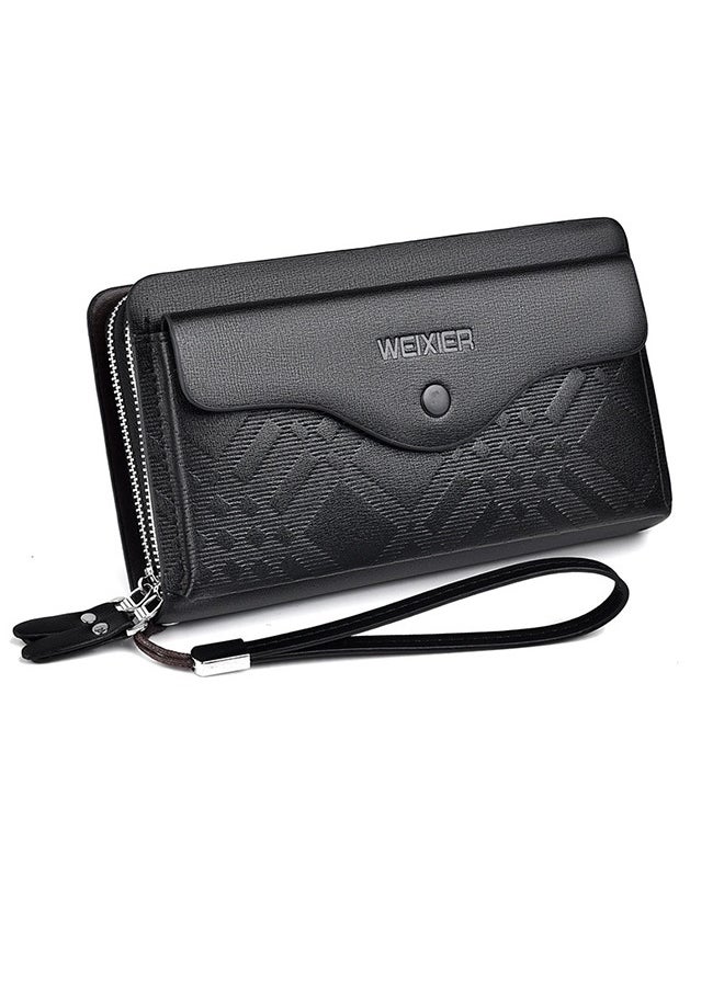 Weixer - Men's Large Long Leather Clutch Wallet Travel Passport Business Cell Phone Case Credit Card Holder Wallet - Image 1