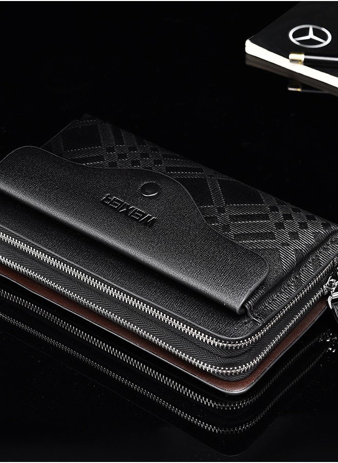 Weixer - Men's Large Long Leather Clutch Wallet Travel Passport Business Cell Phone Case Credit Card Holder Wallet - Image 1