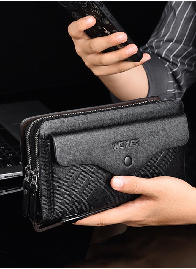 Weixer - Men's Large Long Leather Clutch Wallet Travel Passport Business Cell Phone Case Credit Card Holder Wallet - Image 1