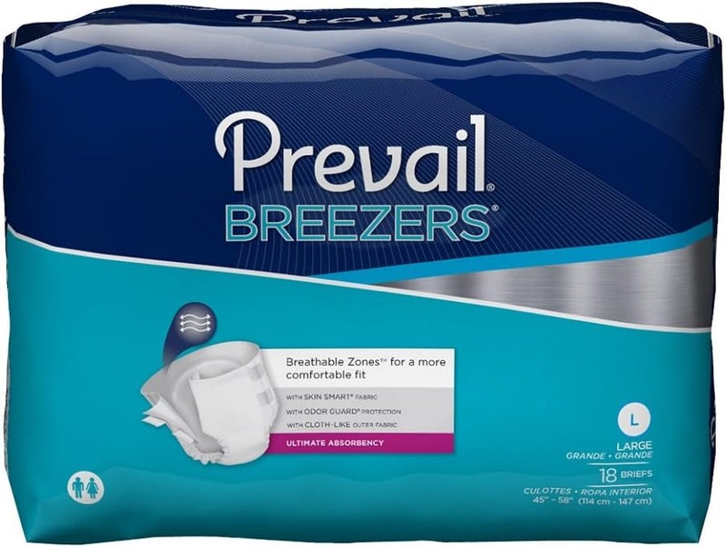 Prevail Breezers Ultimate Absorbency Incontinence Briefs Large 18Count - Image 1