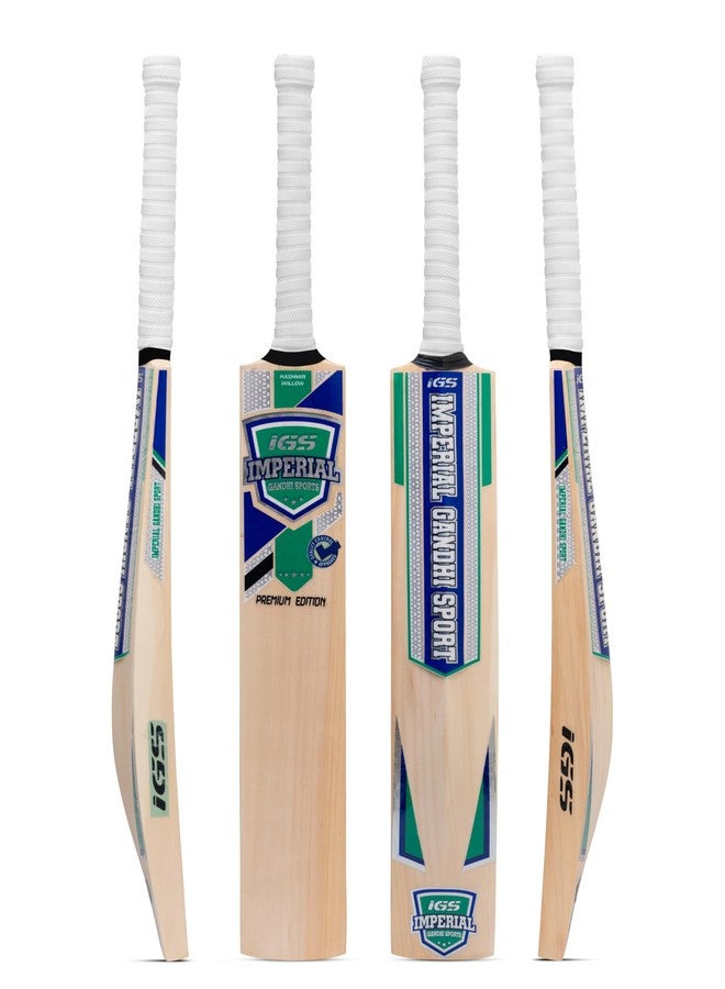 IGS Kashmir Willow Cricket Bat, Professional Leather Ball, Natural Wood, Standard Size (Size-5) - Image 1