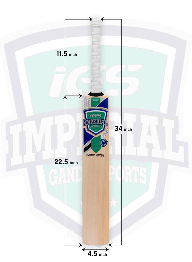 IGS Kashmir Willow Cricket Bat, Professional Leather Ball, Natural Wood, Standard Size (Size-5) - Image 2